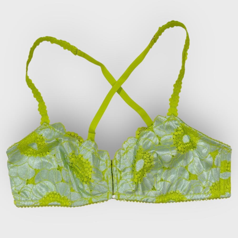 Savage X Fenty Green Poppy Lace Bralette Large Wireless Multiway